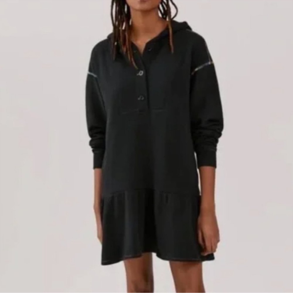 Something Navy Dottie Hooded Sweatshirt Dress